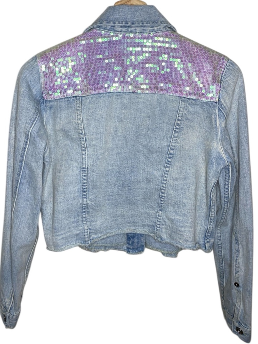 SUNSET + SPRING "Mermaid" Sequin
Light Wash Sequin Denim Jacket - Picture 3 of 5